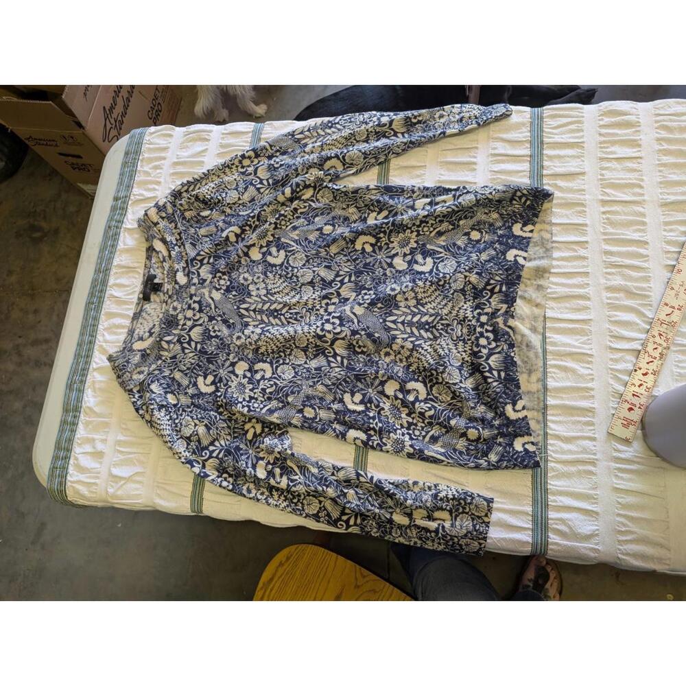 NEW WOMENS XL J CREW RUFFLE TIPPI SWEATER IN MERMAID FLORAL PRINT G1054